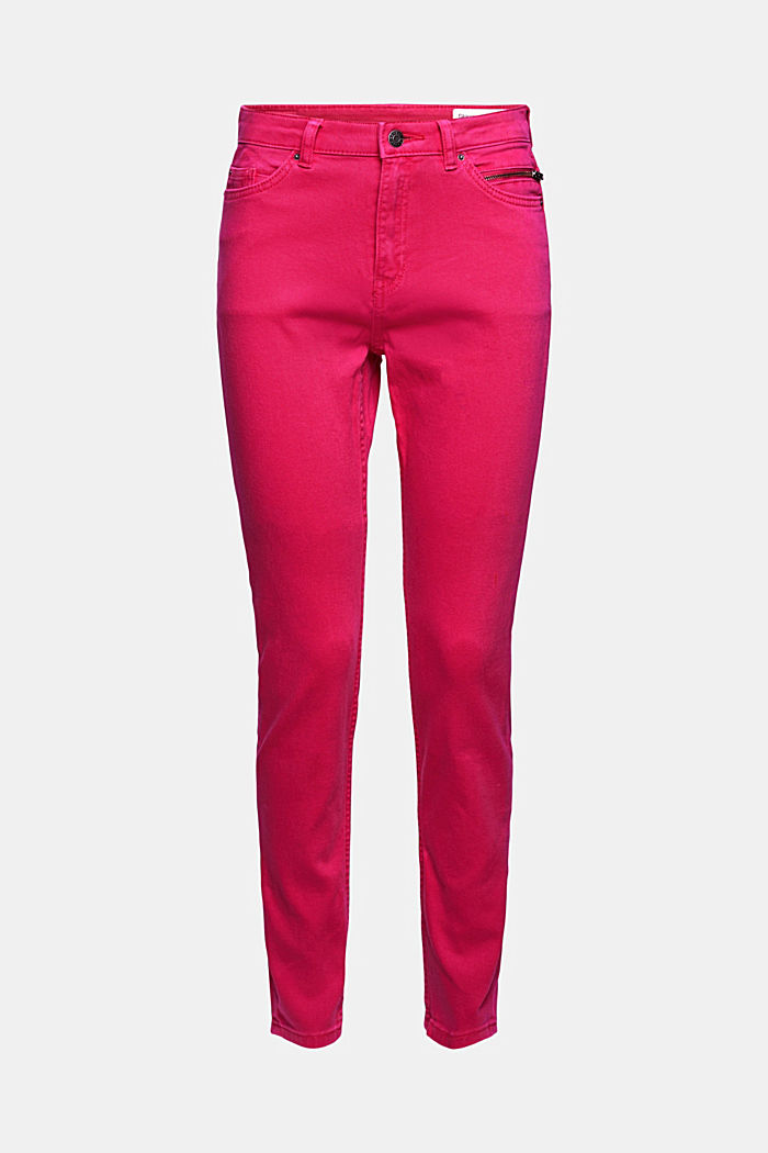 Stretch trousers with zip detail, PINK FUCHSIA, detail image number 5