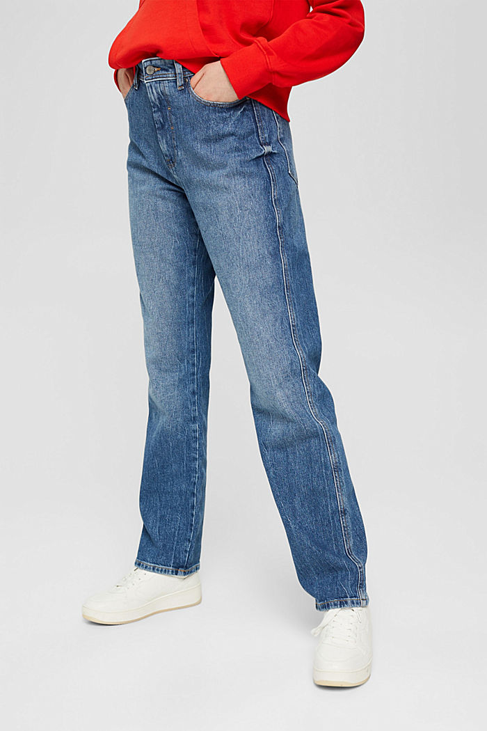 Jeans met rechte pijpen, BLUE MEDIUM WASHED, overview