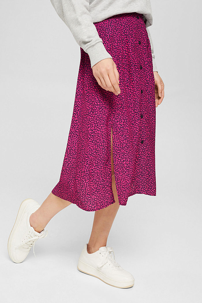 Midi skirt with buttons, LENZING™ ECOVERO™, DARK PINK, detail image number 0
