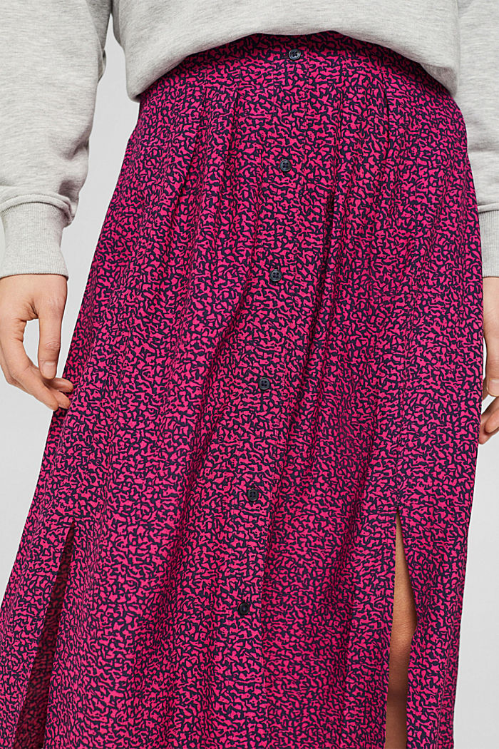 Midi skirt with buttons, LENZING™ ECOVERO™, DARK PINK, detail image number 2