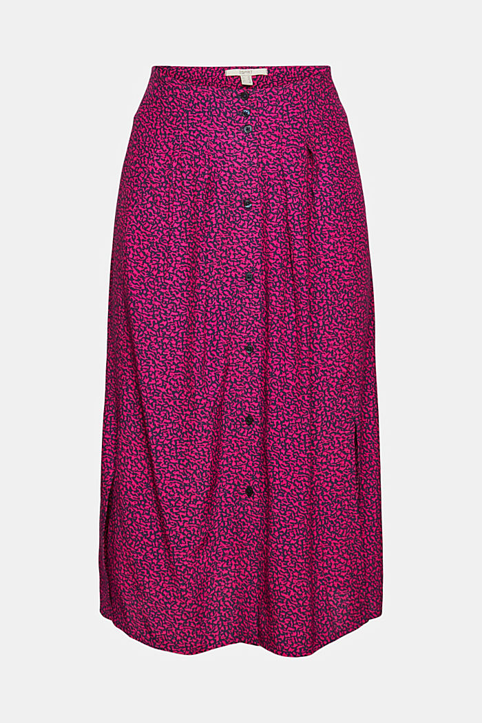 Midi skirt with buttons, LENZING™ ECOVERO™, DARK PINK, overview