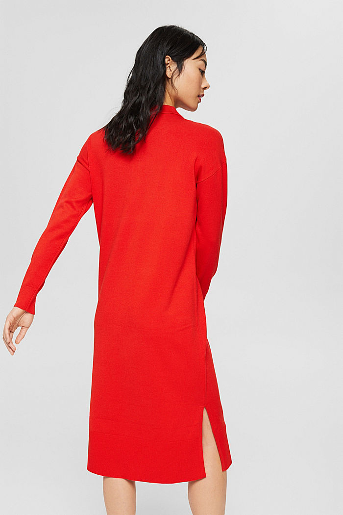 Knit dress with a button placket, ORANGE RED, detail image number 2