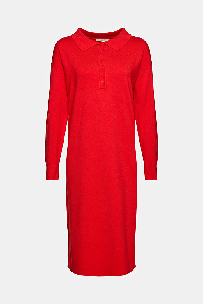 Knit dress with a button placket, ORANGE RED, detail image number 5