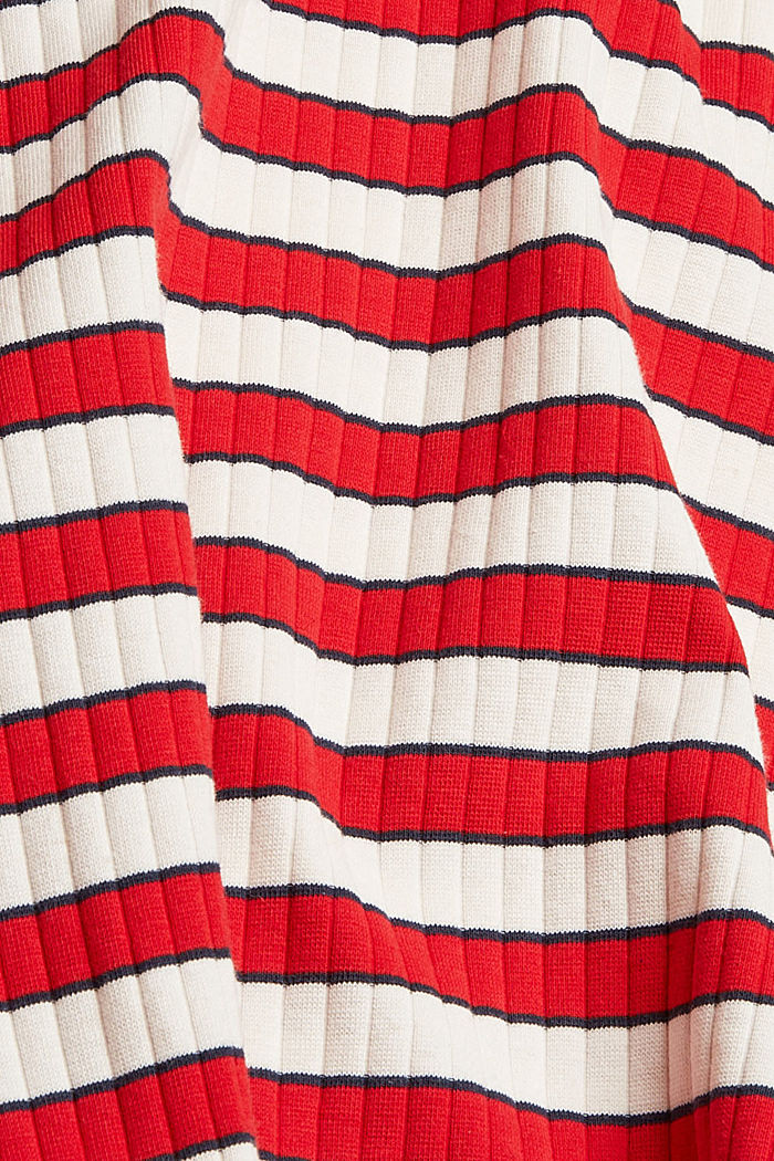 Gestreepte jurk met polokraag, ORANGE RED, detail image number 4