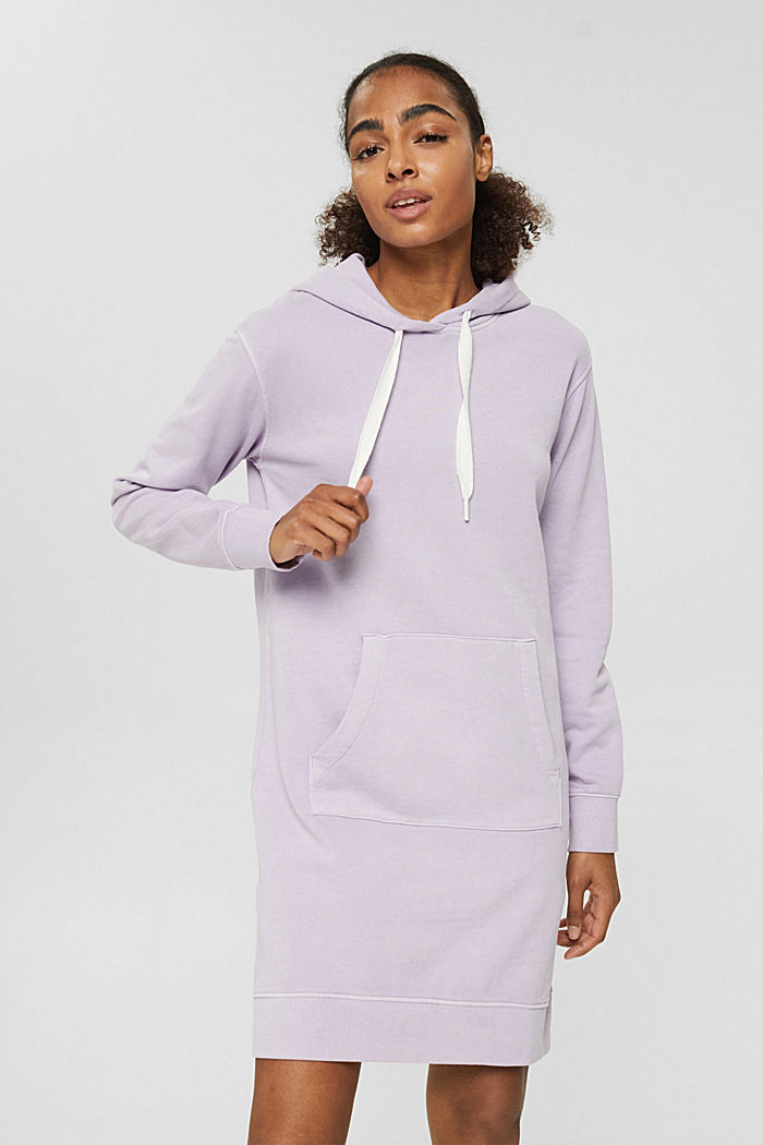 Hooded sweatshirt dress, 100% cotton, LILAC, detail image number 0