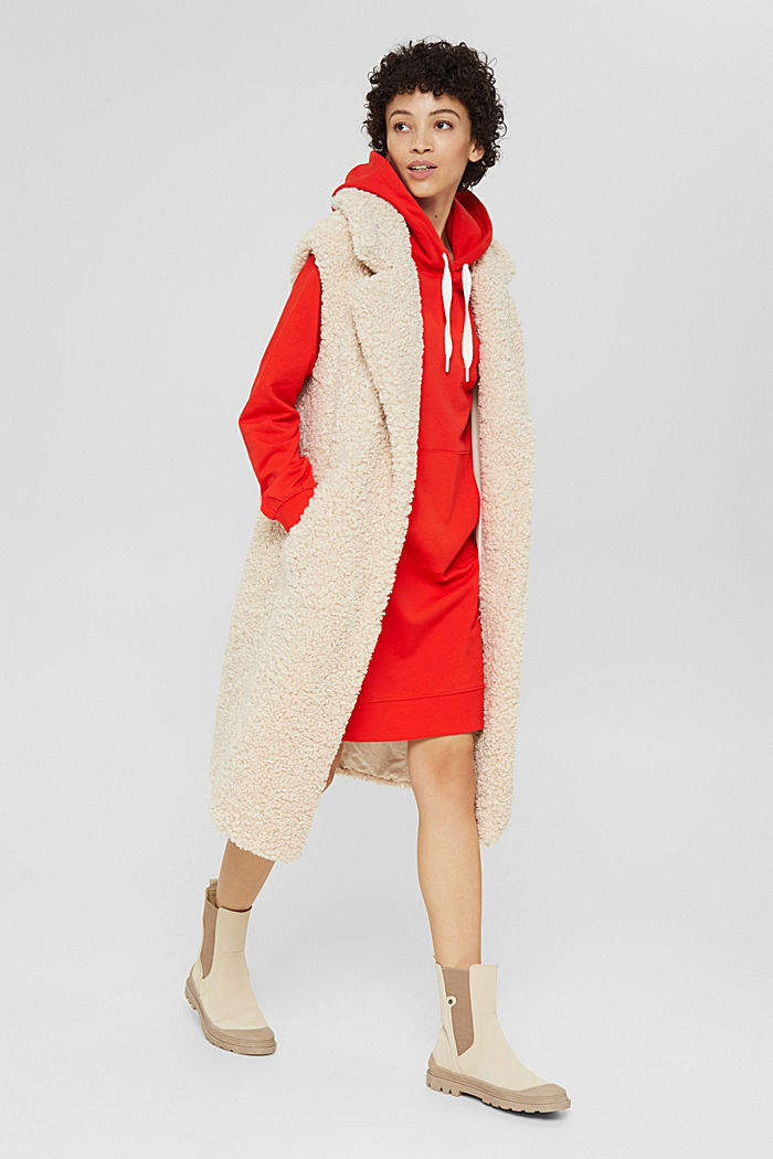 Hooded sweatshirt dress, 100% cotton, ORANGE RED, detail image number 1