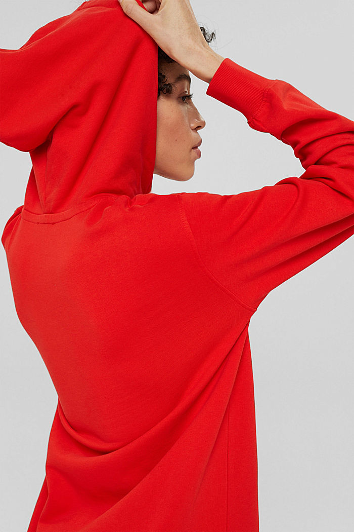 Hooded sweatshirt dress, 100% cotton, ORANGE RED, detail image number 5