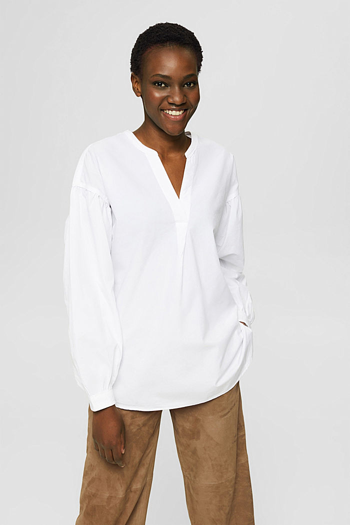 Camisa en 100 % algodón, WHITE, detail image number 0