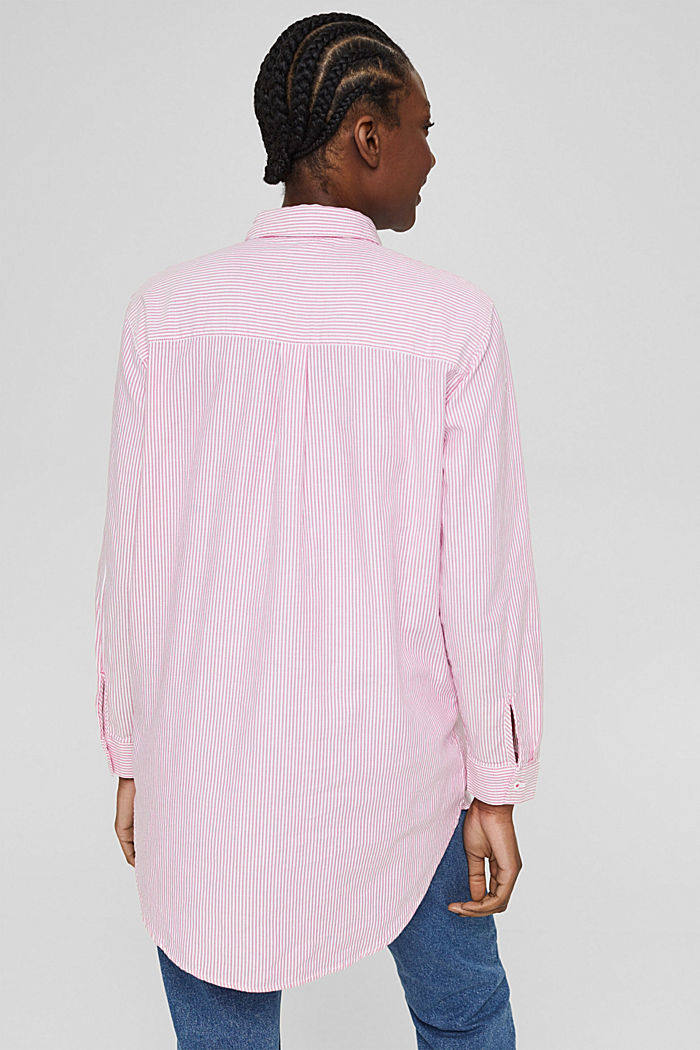 Blusa camisera a rayas de algodón ecológico, PINK FUCHSIA, detail image number 3