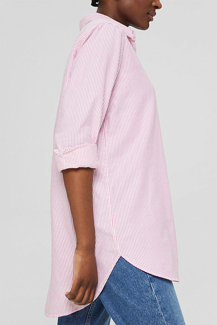 Striped shirt blouse in organic cotton, PINK FUCHSIA 3, detail image number 2