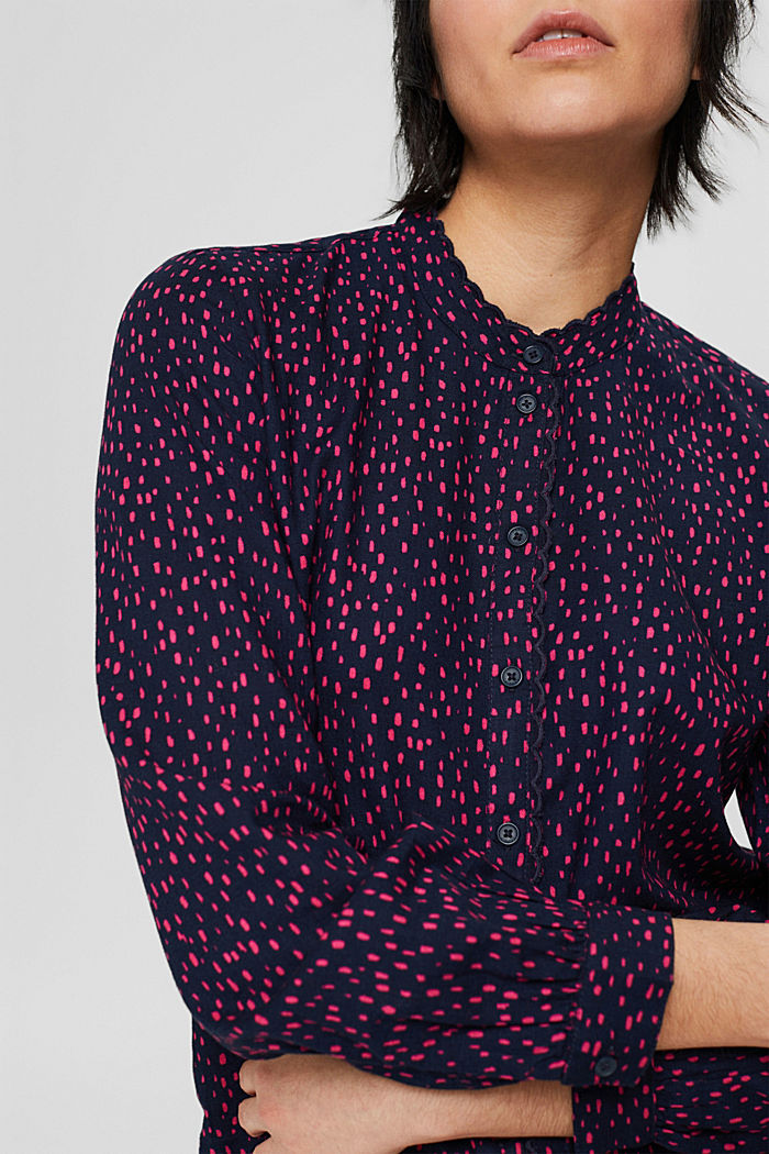 Patterned blouse with embroidery, NAVY, detail image number 2