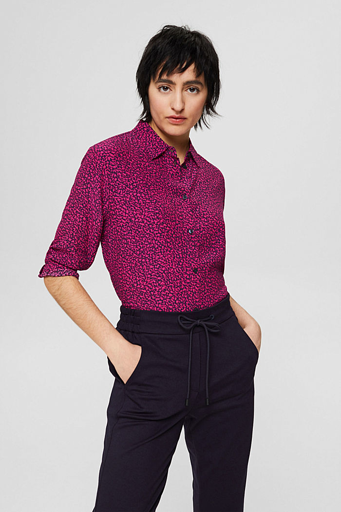 Patterned print blouse made of LENZING™ ECOVERO™, DARK PINK, detail image number 0