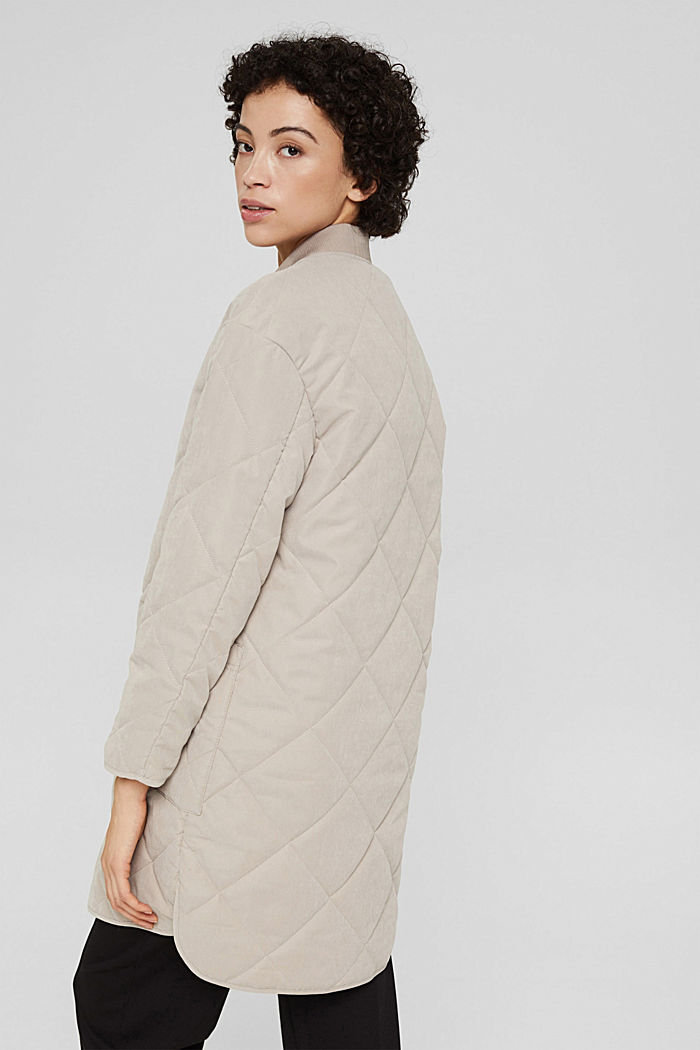Made of recycled material: Quilted coat with zip, LIGHT TAUPE, detail image number 3