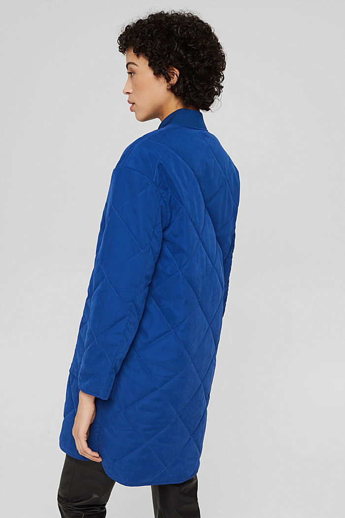 Made of recycled material: Quilted coat with zip, BRIGHT BLUE, detail image number 3