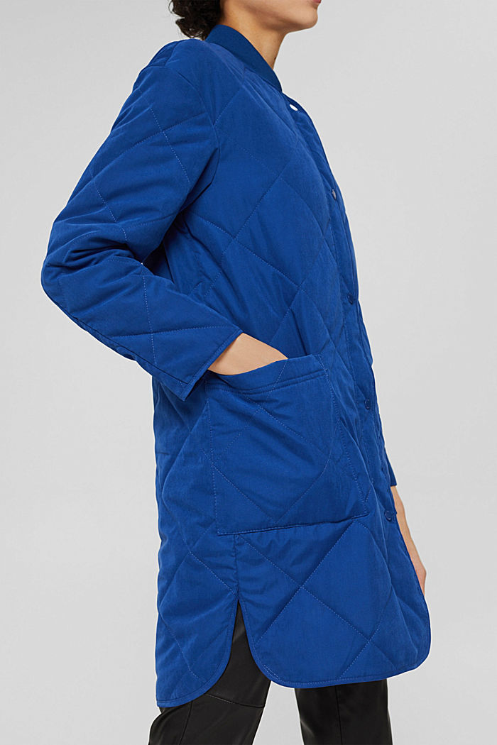 Gerecycled: gewatteerde mantel met rits, BRIGHT BLUE, detail image number 2