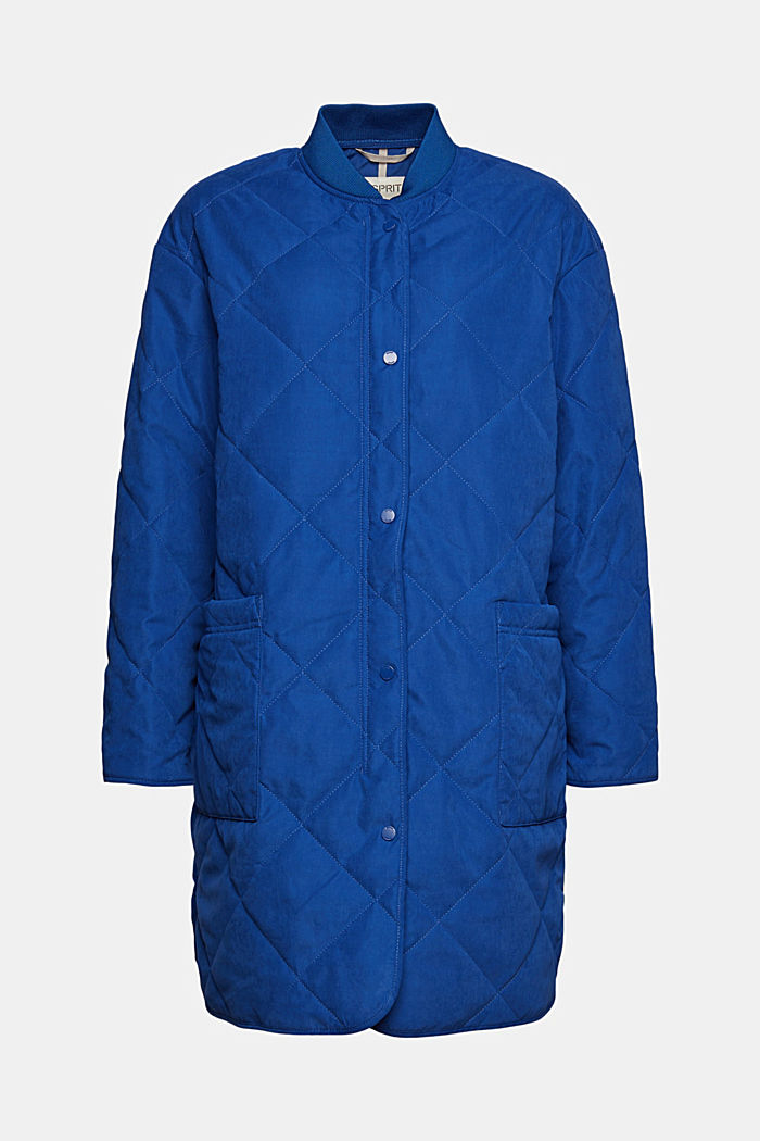 Made of recycled material: Quilted coat with zip, BRIGHT BLUE, overview