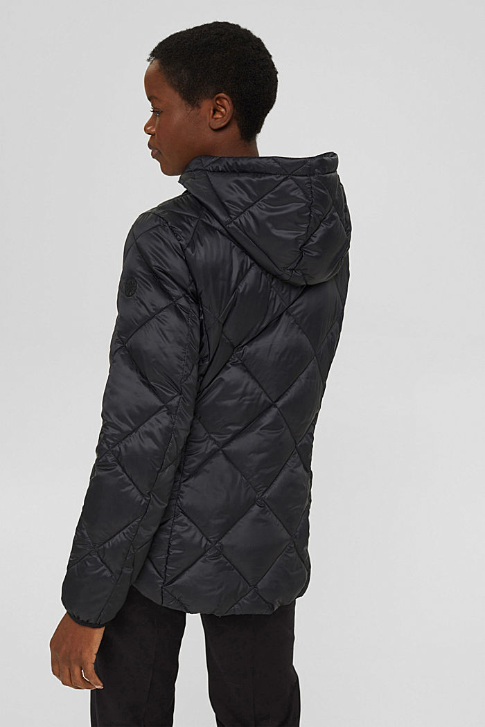 Recycled: Quilted jacket with an adjustable hood, BLACK, detail image number 3