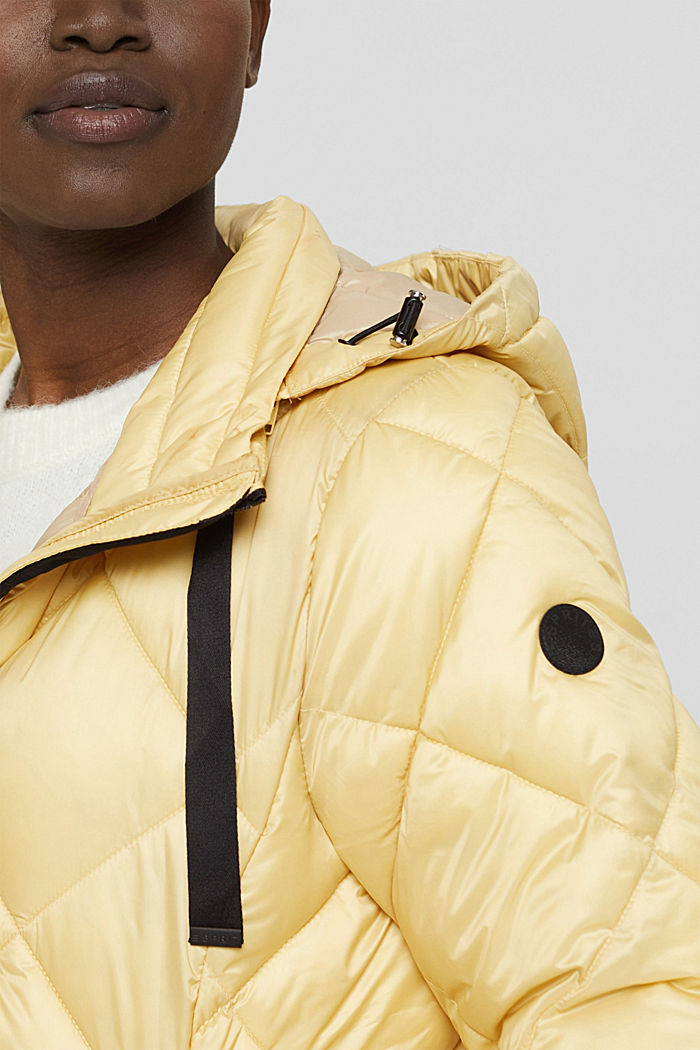 Recycled: Quilted jacket with an adjustable hood, DUSTY YELLOW, detail image number 2