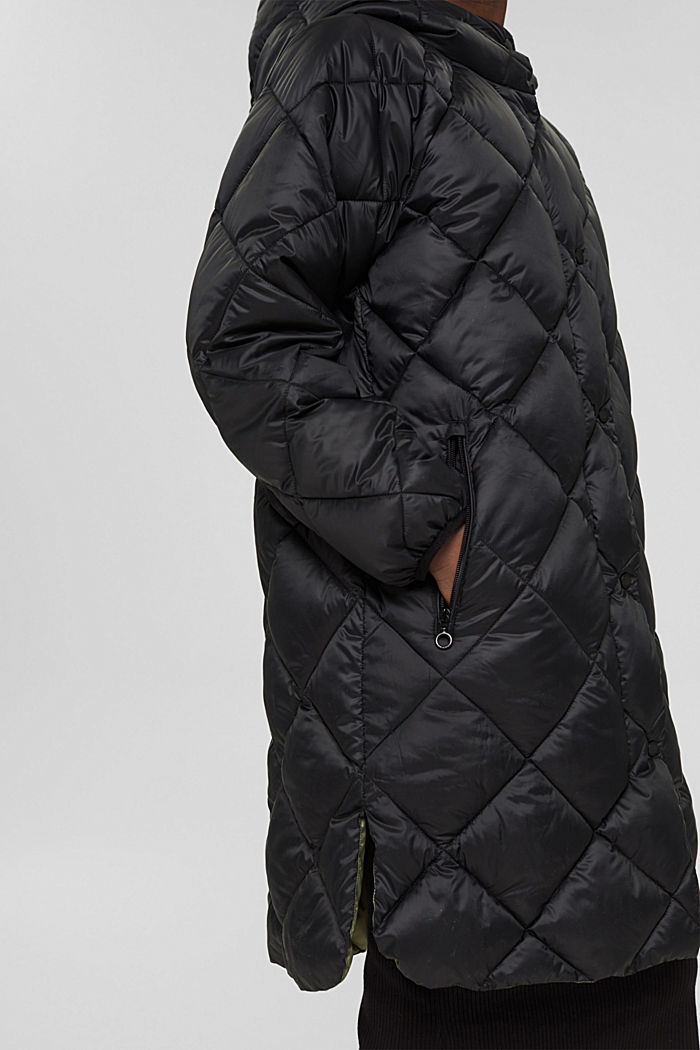 Reciclado: abrigo acolchado con capucha, BLACK, detail image number 2