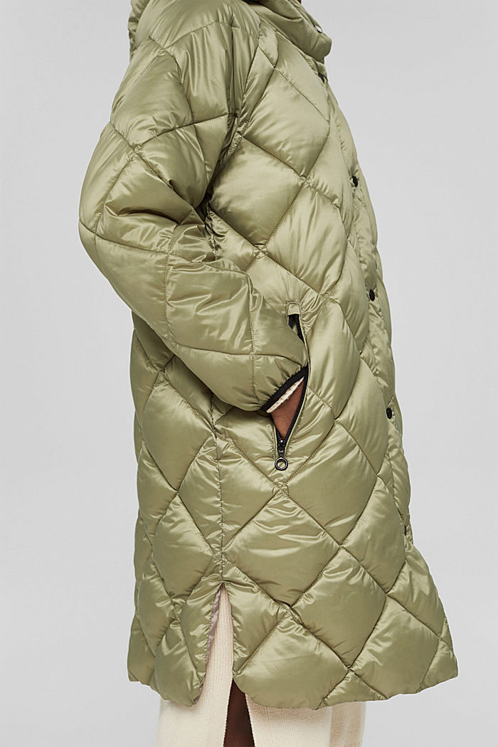 En matière recyclée : manteau matelassé à capuche, LIGHT KHAKI, detail image number 2