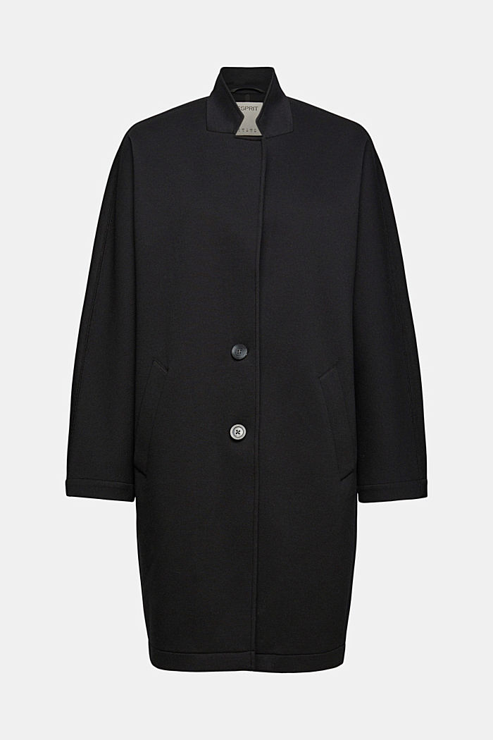 Płaszcz oversize bez podszewki, BLACK, overview
