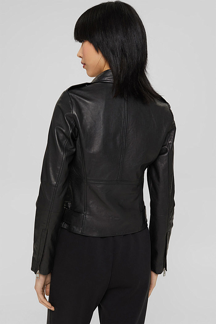 Leather jacket, BLACK, detail image number 3