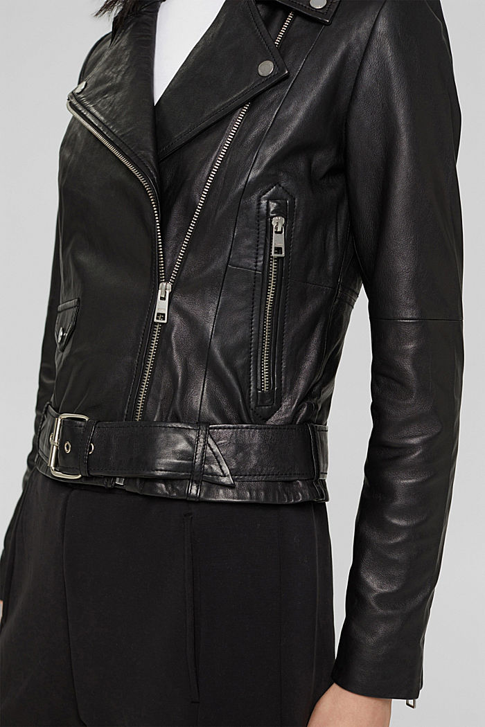 Leather jacket, BLACK, detail image number 2