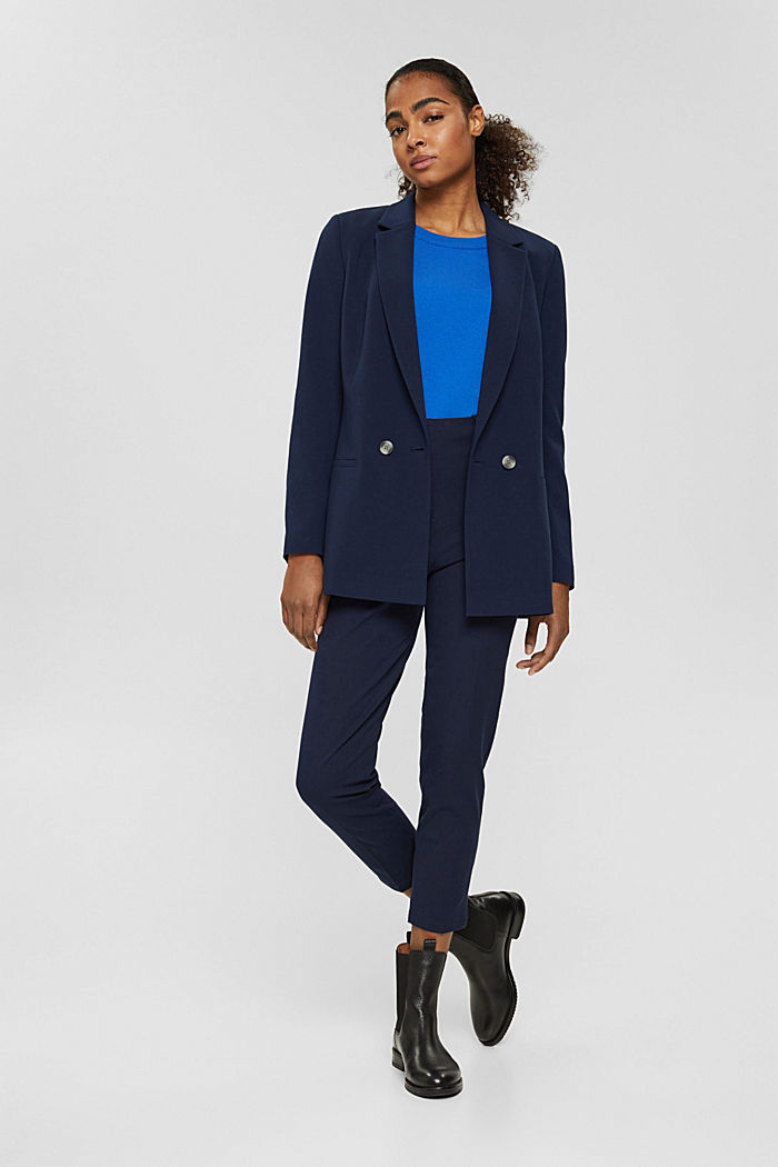 Relaxed double-breasted blazer, NAVY, overview