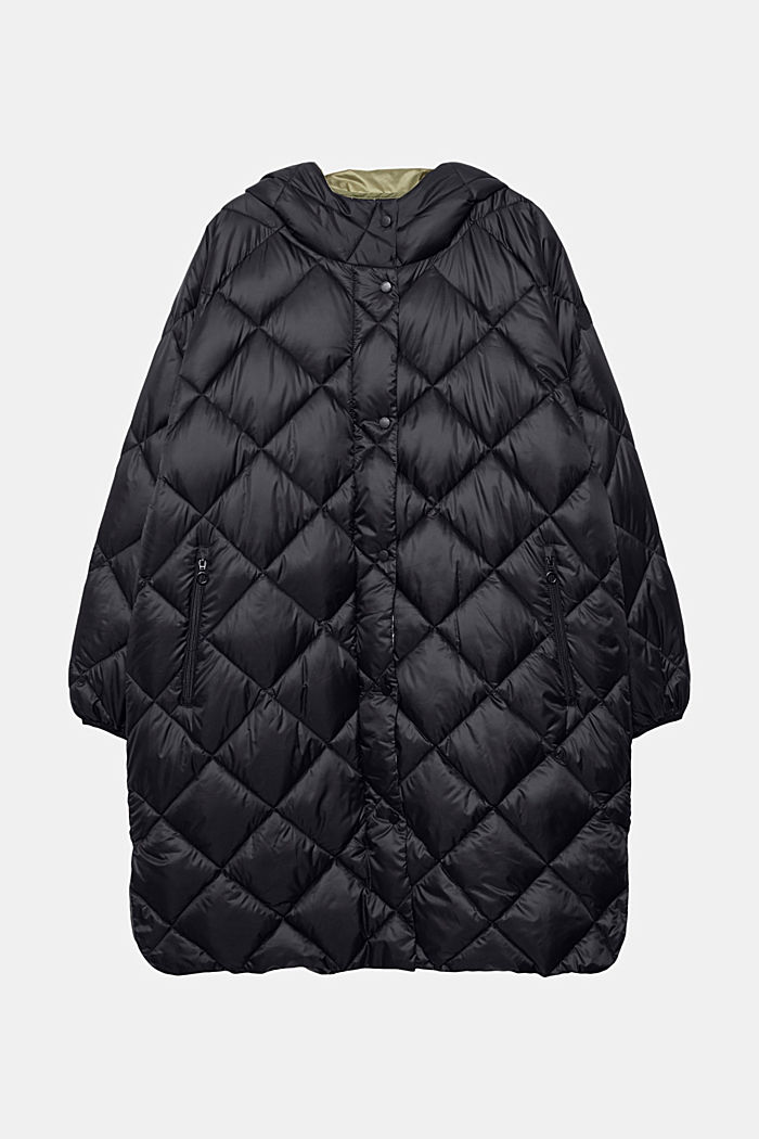 CURVY recycled: quilted coat with a hood