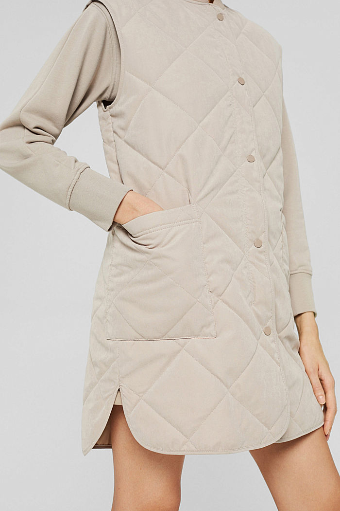 Made of recycled material: Quilted body warmer with zip, LIGHT TAUPE, detail image number 2