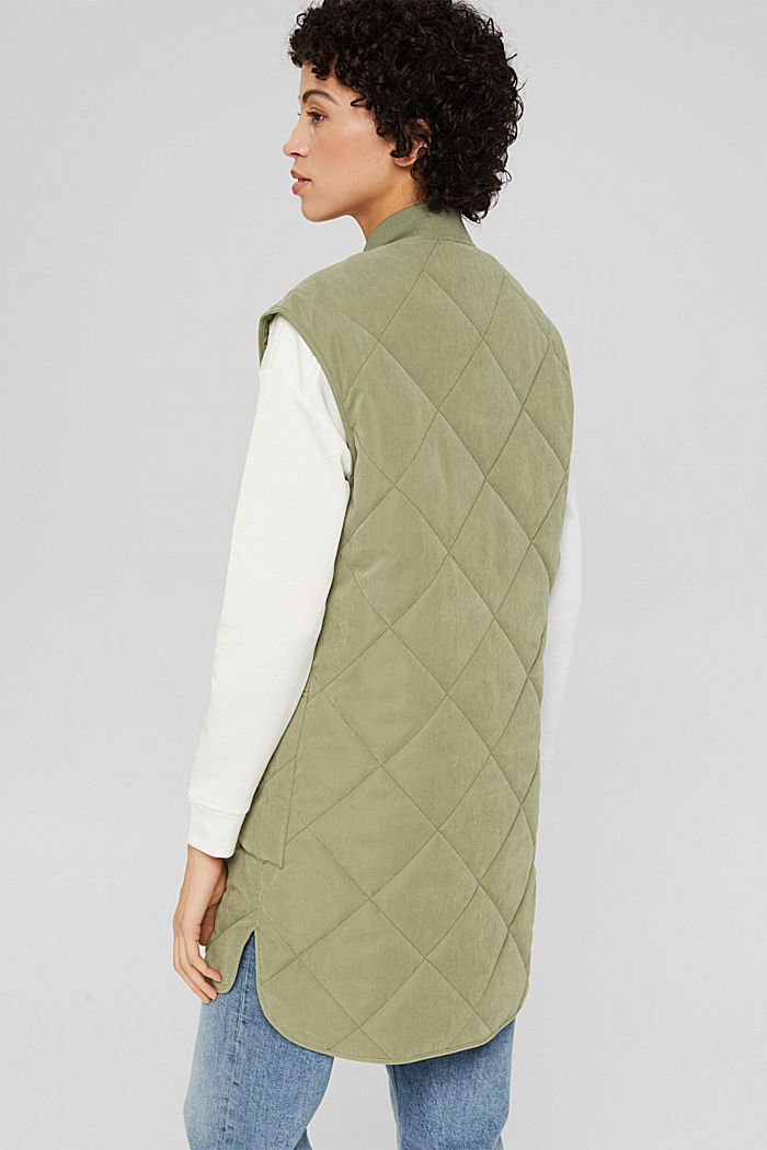 Made of recycled material: Quilted body warmer with zip, LIGHT KHAKI, detail image number 3