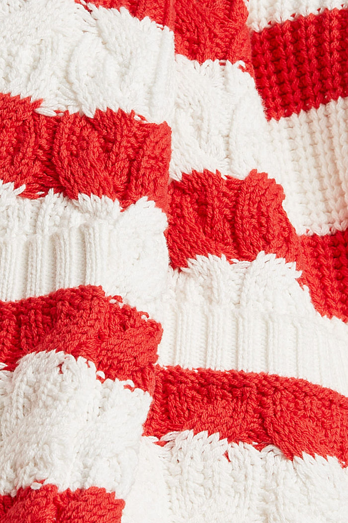 Cardigan con maglia a treccia, misto cotone, ORANGE RED, detail image number 4