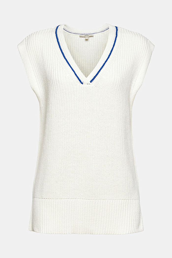 V-neck sleeveless jumper, OFF WHITE, overview