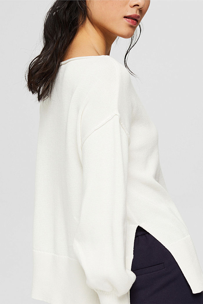 Knitted jumper with slits, OFF WHITE, detail image number 2
