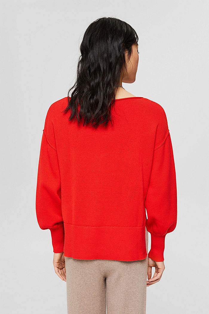 Knitted jumper with slits, ORANGE RED, detail image number 3