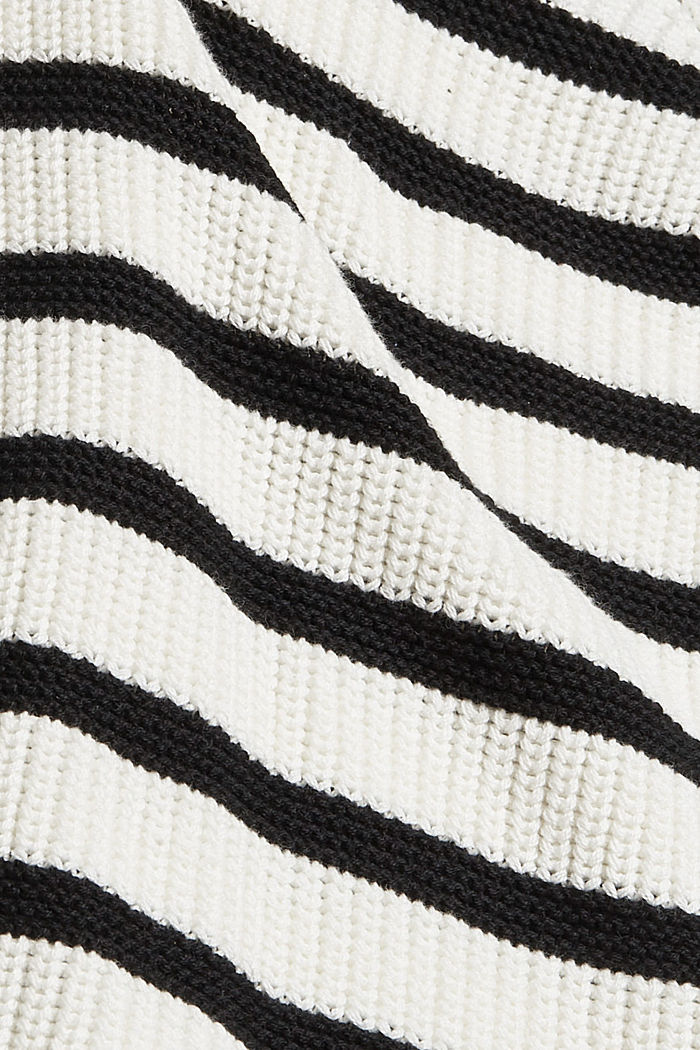 Knitted zip-neck jumper with a striped pattern, OFF WHITE 3, detail image number 4