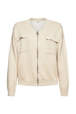 ESPRIT Cardigan zippé en coton biologique mélangé