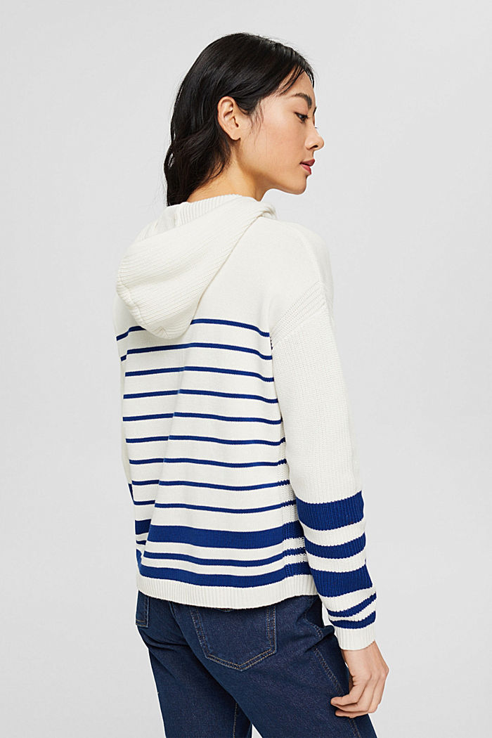 Knitted hoodie with stripes, OFF WHITE, detail image number 3