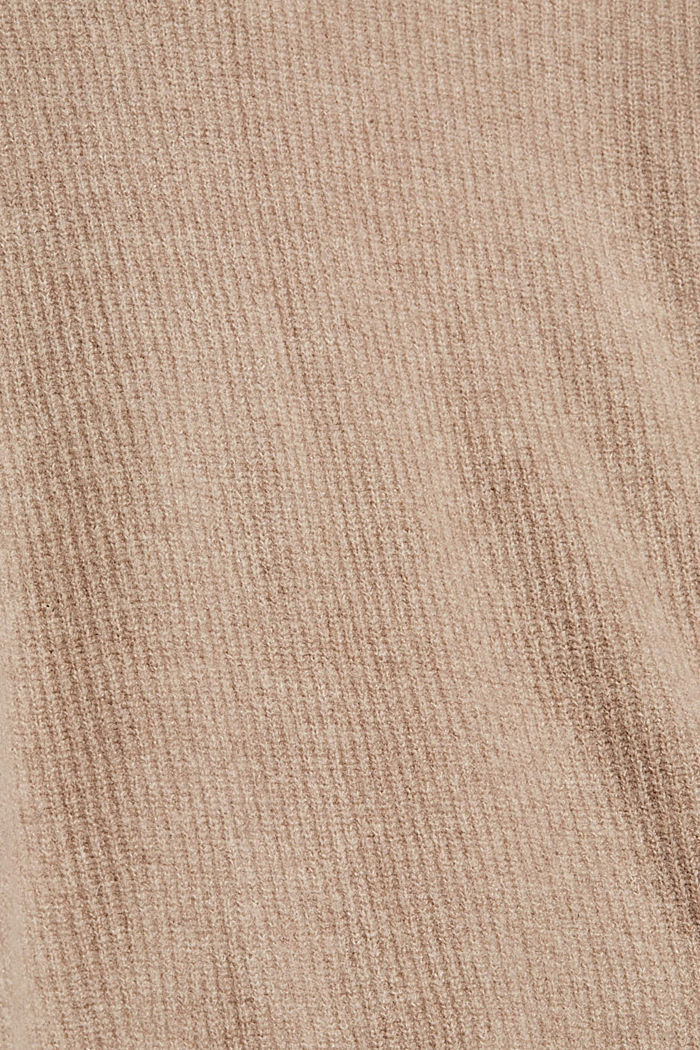 Wool blend: cardigan with a turn-down collar, LIGHT TAUPE, detail image number 4