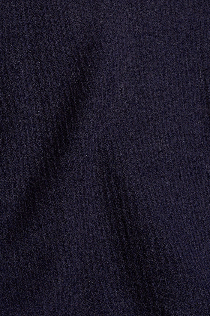 Wool blend: cardigan with a turn-down collar, NAVY, detail image number 4