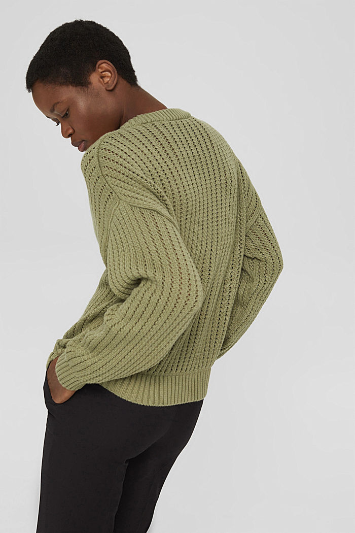 Pullover a maglia in cotone biologico, LIGHT KHAKI, detail image number 3