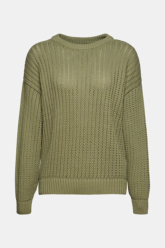 Pullover a maglia in cotone biologico, LIGHT KHAKI, detail image number 8