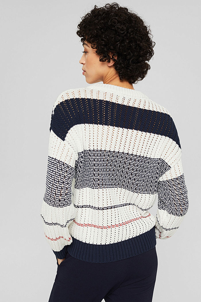 Sweter z dzianinowym wzorem z bawełny organicznej, NAVY BLUE, detail image number 3