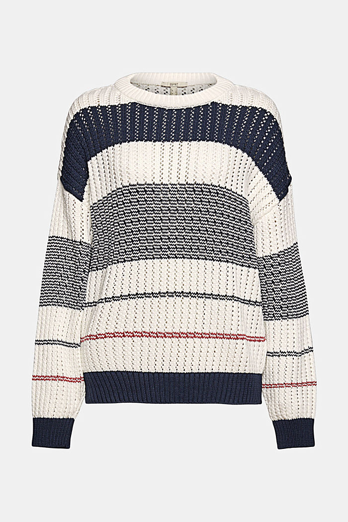 Sweter z dzianinowym wzorem z bawełny organicznej, NAVY BLUE, detail image number 6