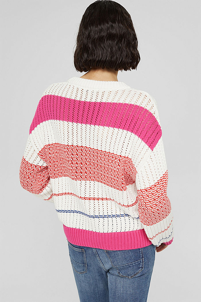 Sweter z dzianinowym wzorem z bawełny organicznej, NEW PINK FUCHSIA, detail image number 3