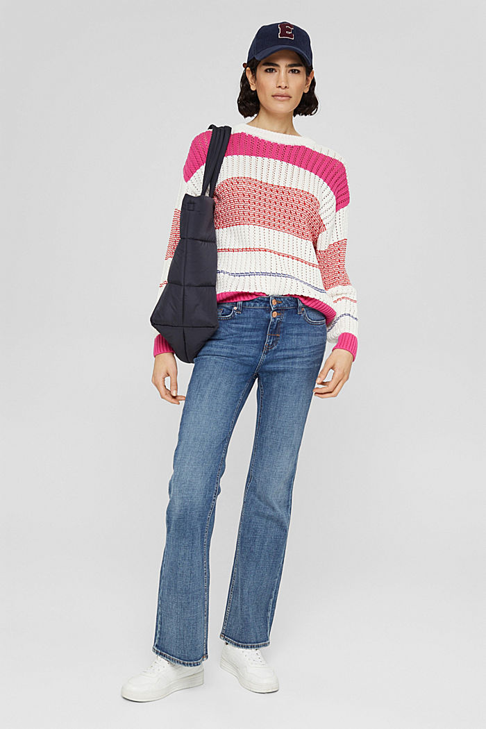 Sweter z dzianinowym wzorem z bawełny organicznej, NEW PINK FUCHSIA, detail image number 1