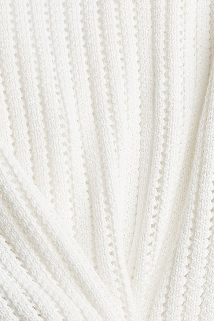 Cardigan en mailles ajourées, coton biologique, OFF WHITE, detail image number 4
