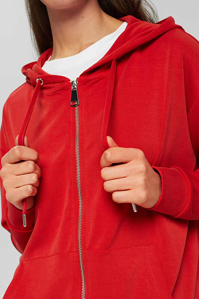 Hoodie-Jacke mit Zipper, TENCEL™ Modal, ORANGE RED, detail image number 2