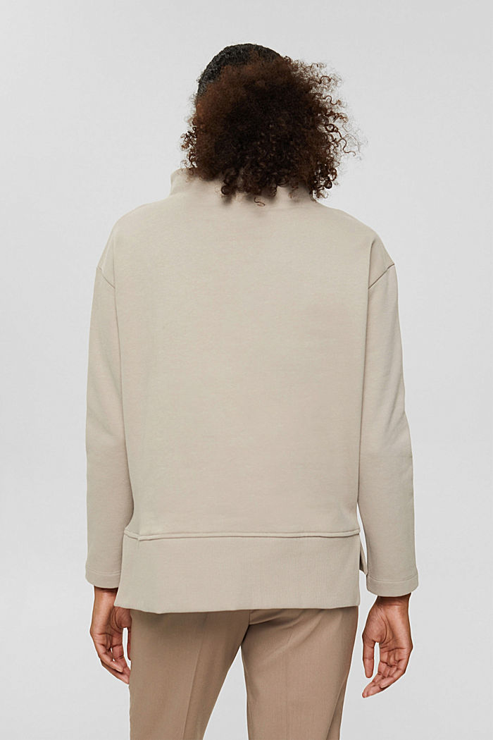 Sweatshirt met opstaande kraag, 100% katoen, LIGHT TAUPE, detail image number 3