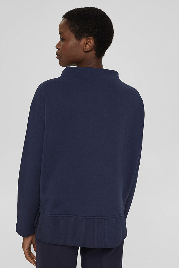 Sweatshirt mit Stehkragen, 100% Baumwolle, NAVY, detail image number 3